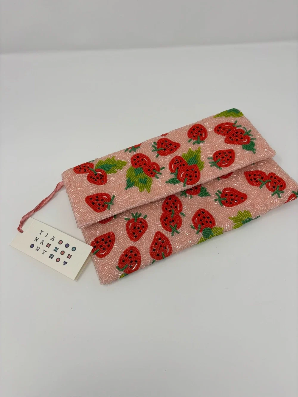 Pink Strawberry Beaded Tianany Clutch